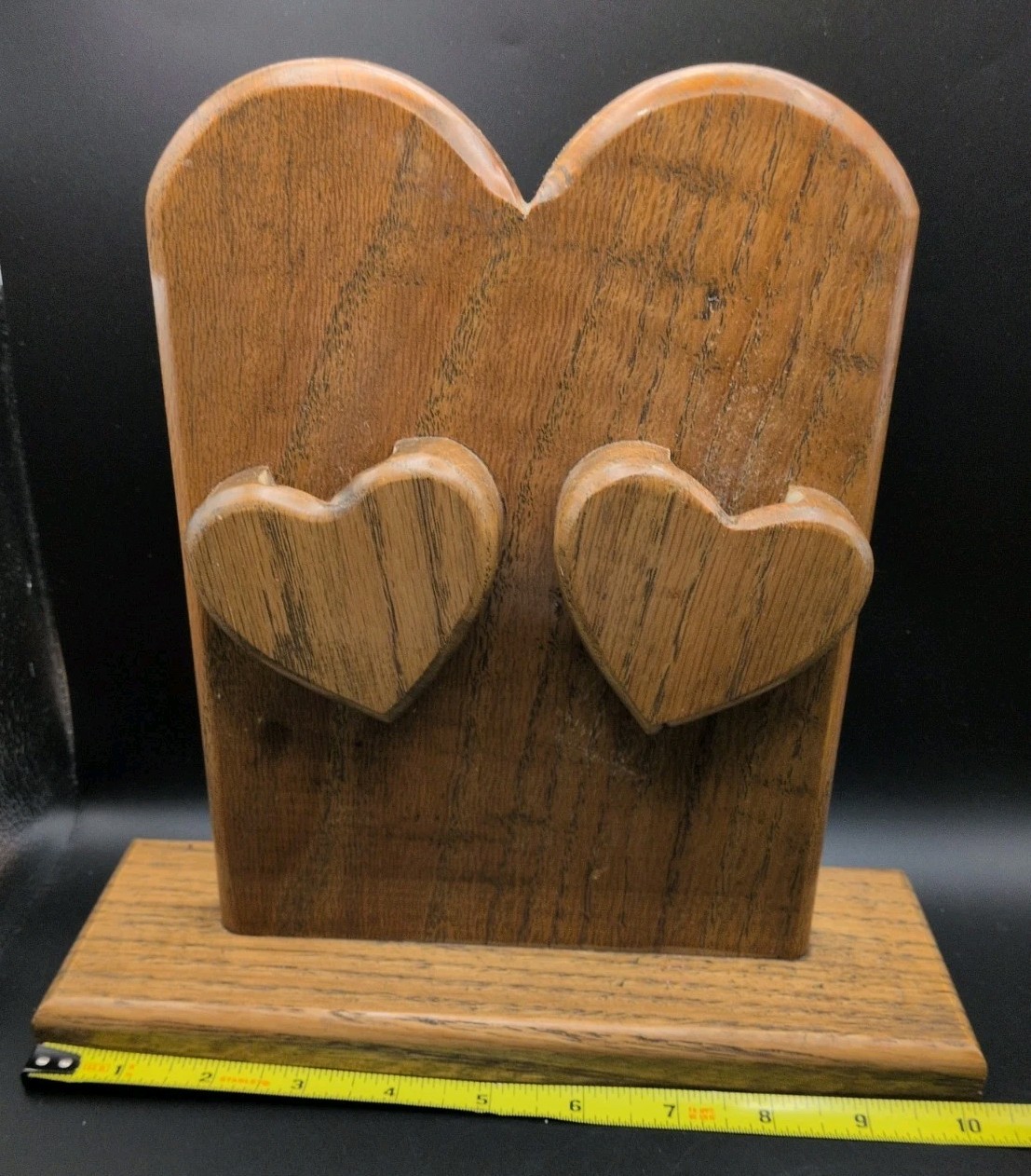 Vtg Wooden Heart Cutout Holder Organizer Country Cottage
