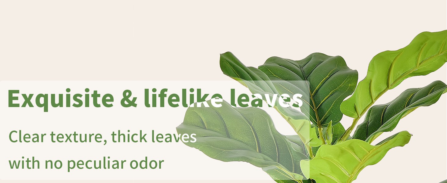 Artificial Fiddle Leaf Fig Tree with White Planter, 5ft Tall Faux Ficus Tree
