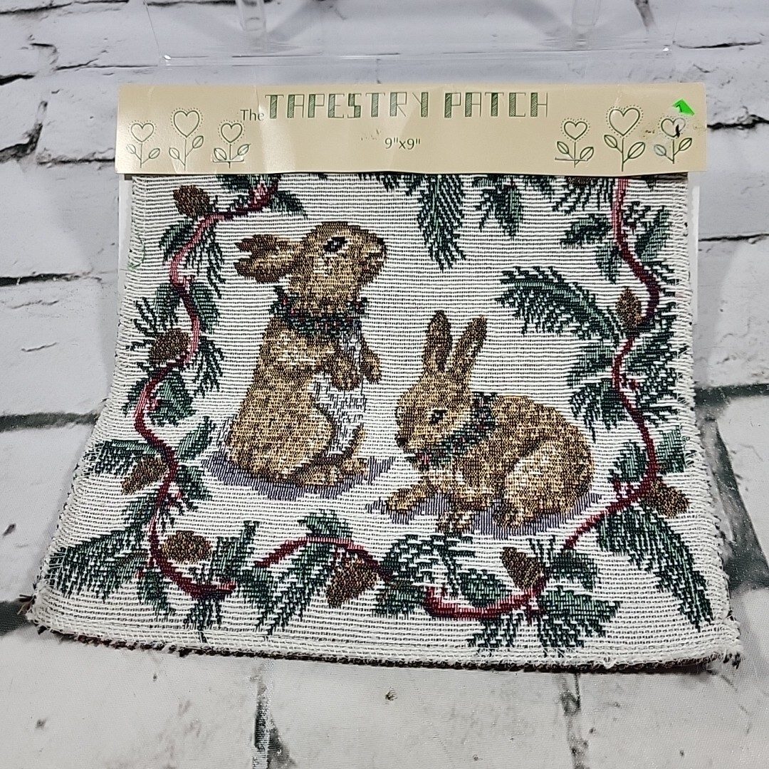 Bunny Rabbits Tapestry Patch Square 9&Prime;x9&Prime; Sewing Crafts NEW