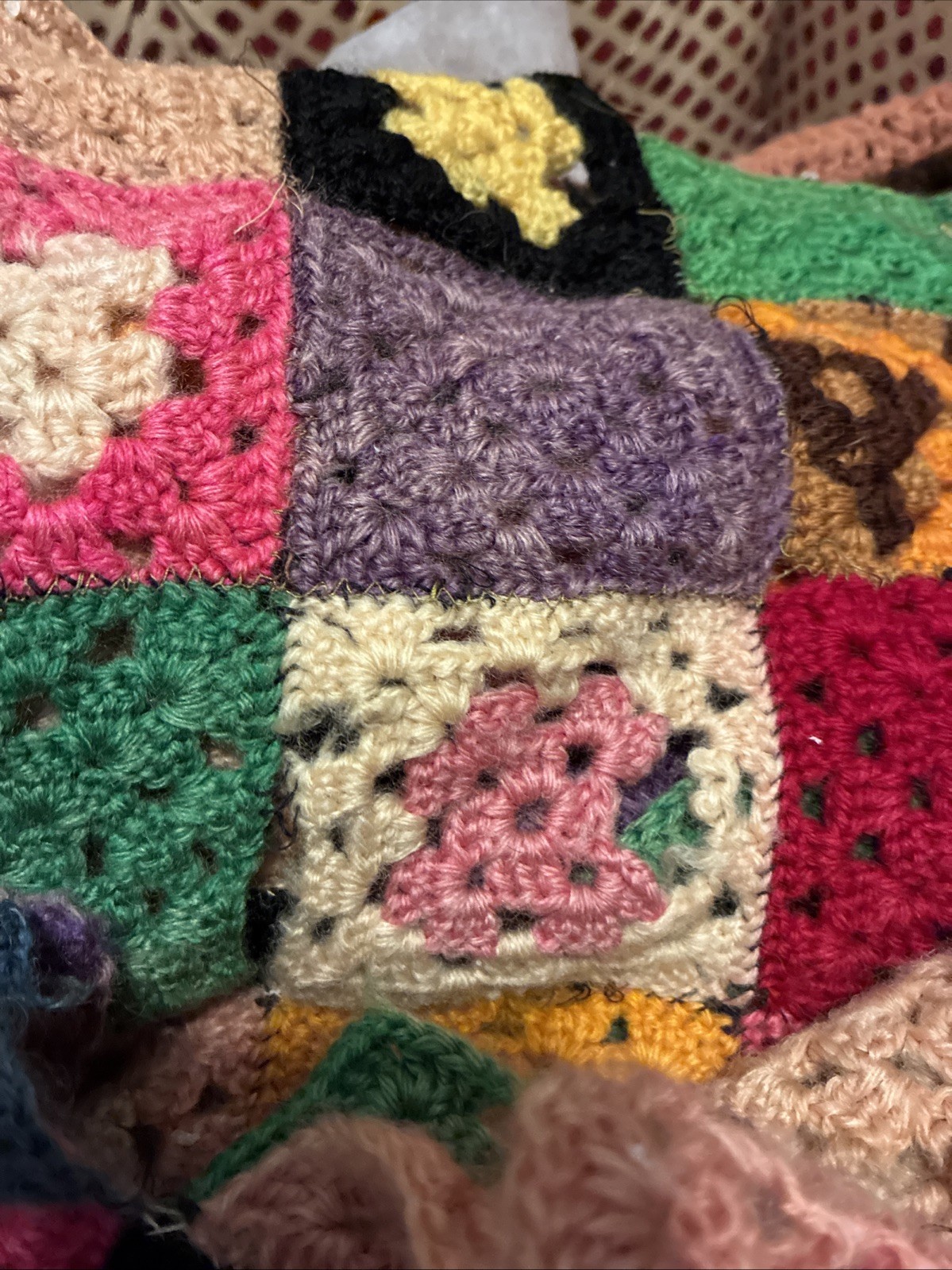 7 Hand Crocheted Multicolor Throw Blanket Granny Multicolor