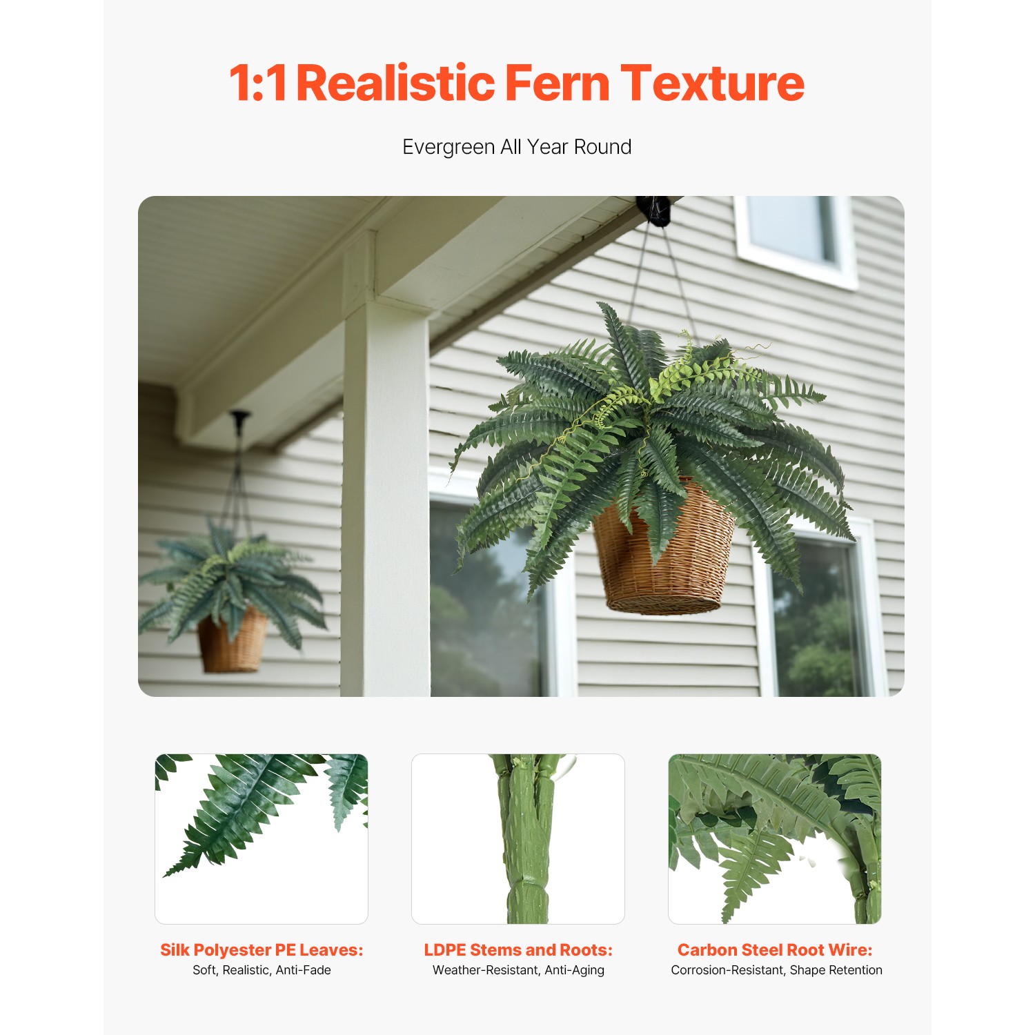 Uimoso Pack of 2 33&Prime; Artificial Boston Fern Bush Plant Green Plant Home Decor