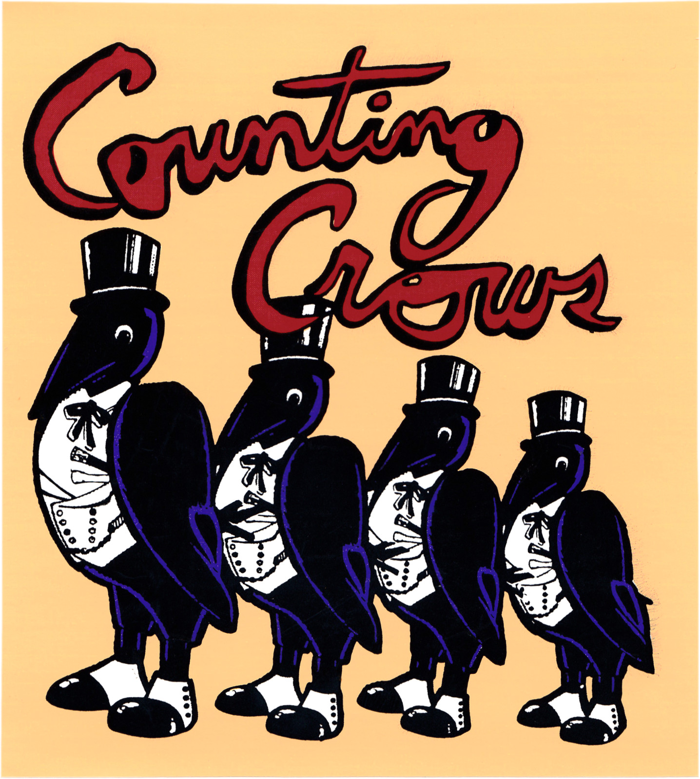 Sticker – Vintage 1990s Counting Crows Cartoon Tuxedos Rock Music Band Decal