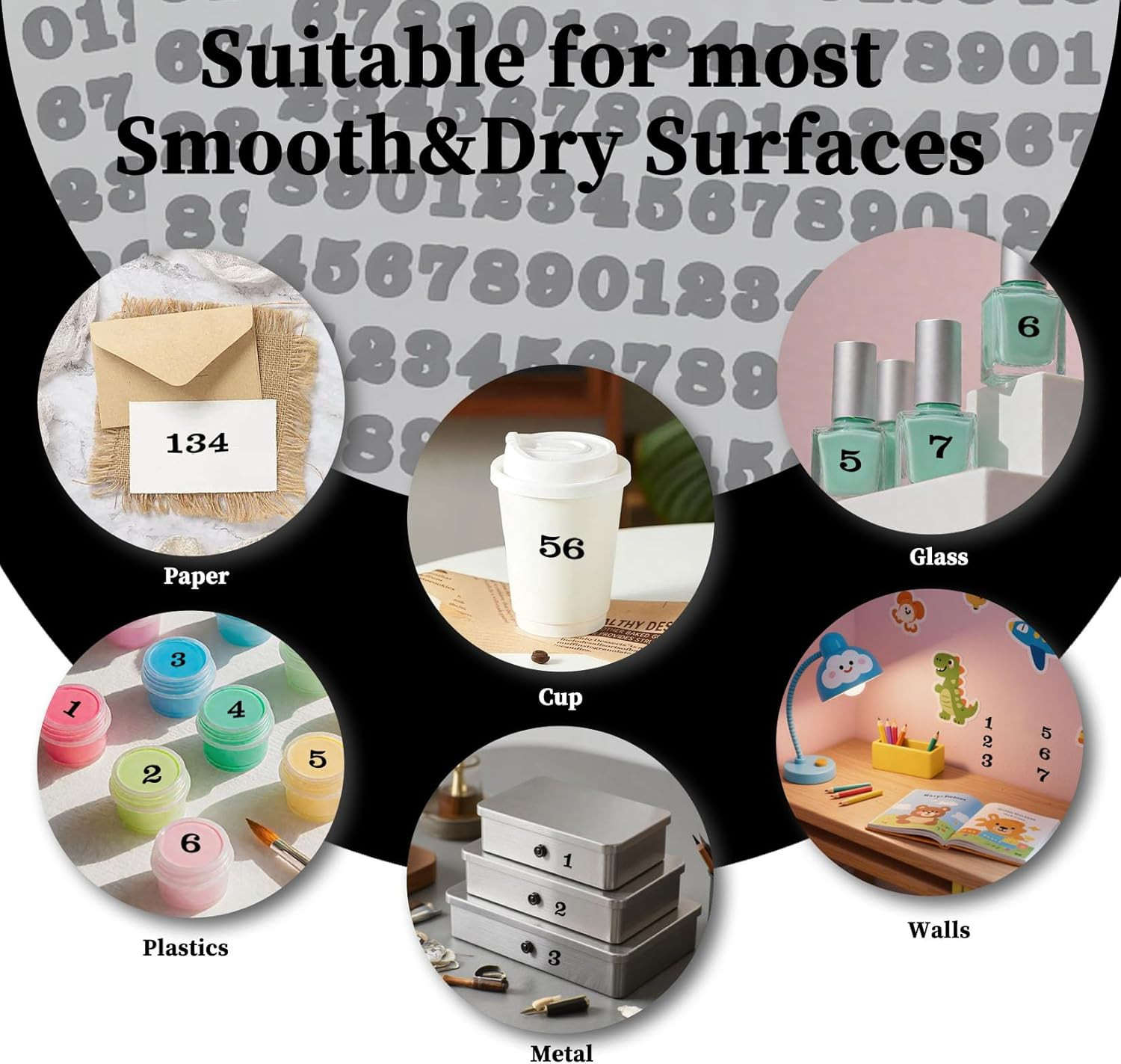 1/2 Inch Self Adhesive Vinyl Number Stickers, Waterproof Number Stickers for Org