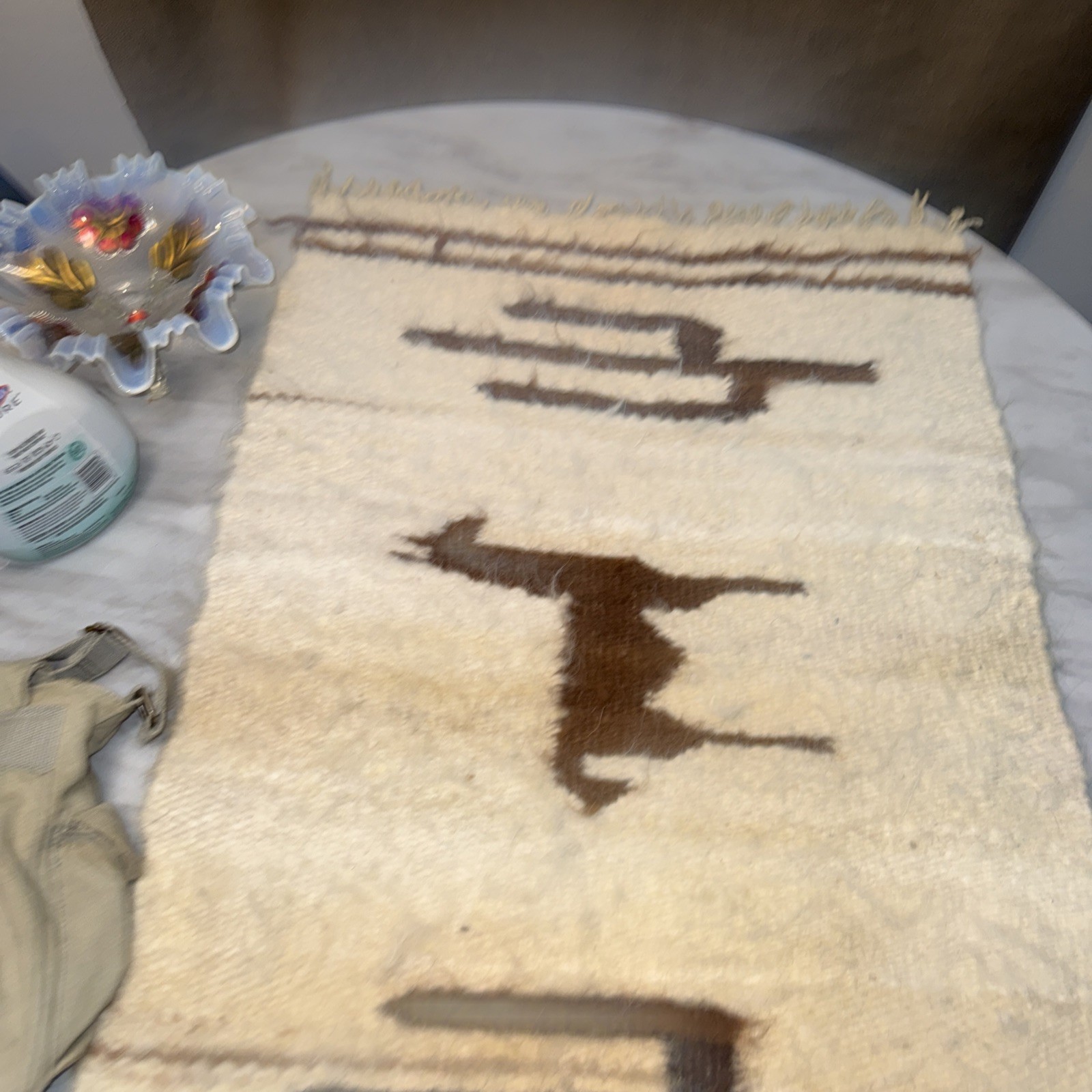 Vintage Peruvian Handwoven Llama Tapestry Rug- Alpacas/Llamas