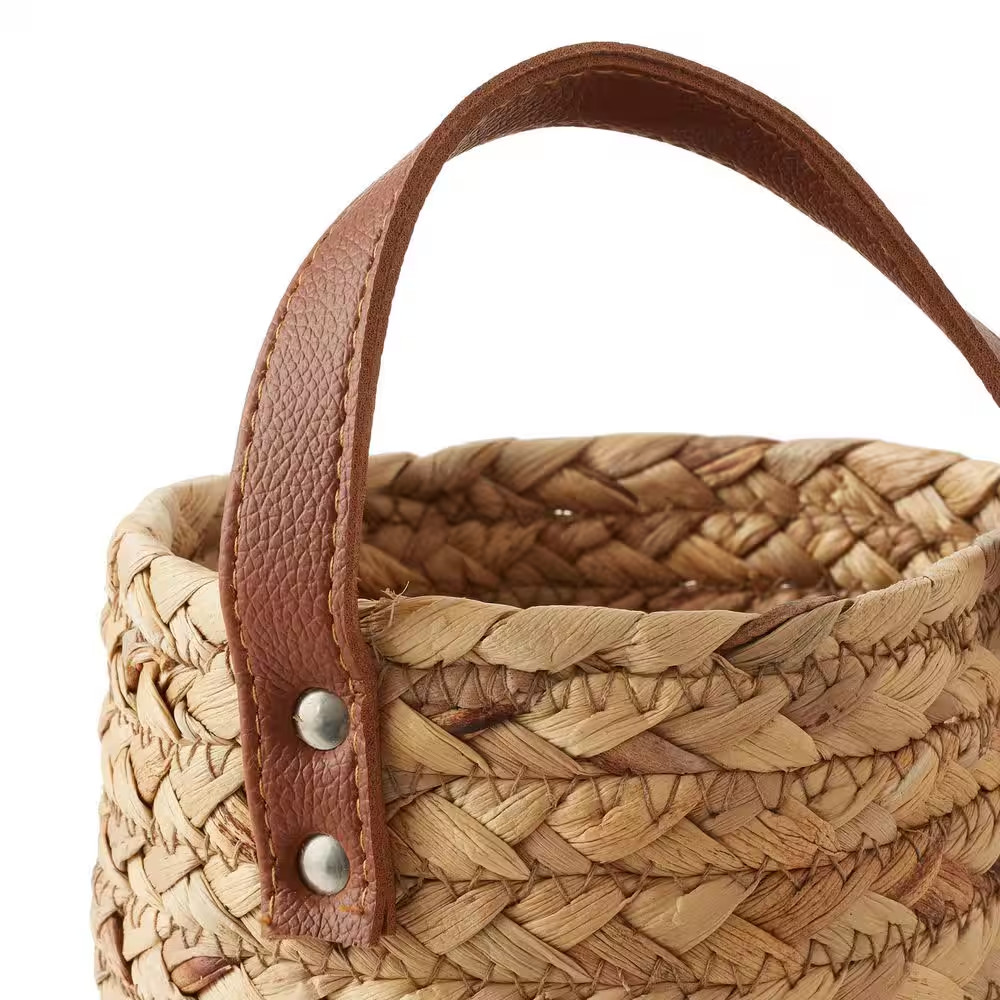 Brown Natural 6.25 In. X 7.25 In. Wicker Hyacinth Wall Hanging Decorative Basket