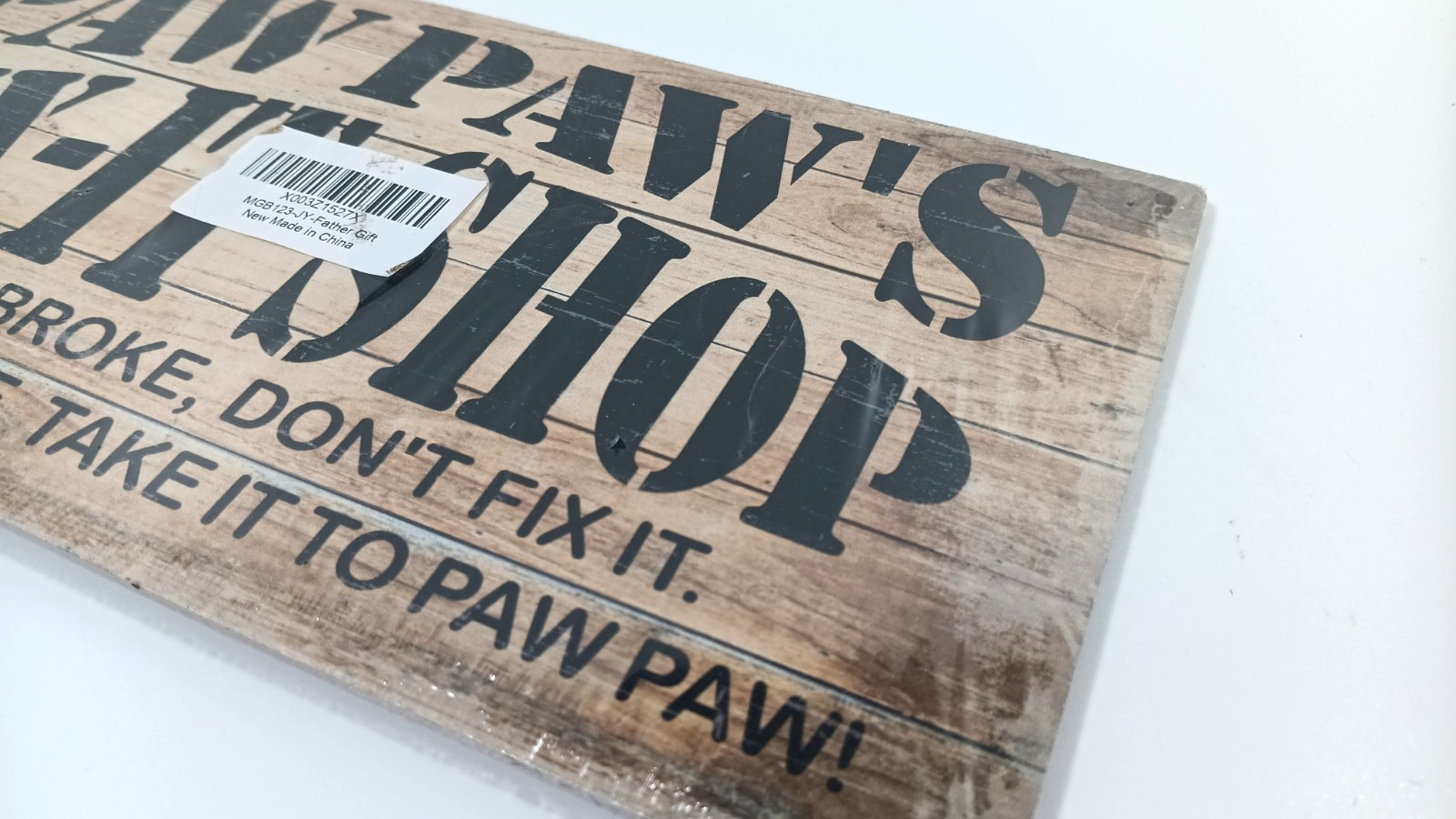 Paw Paw&rsquo;s Fix-It Shop Sign Printed Hardwood w/ String