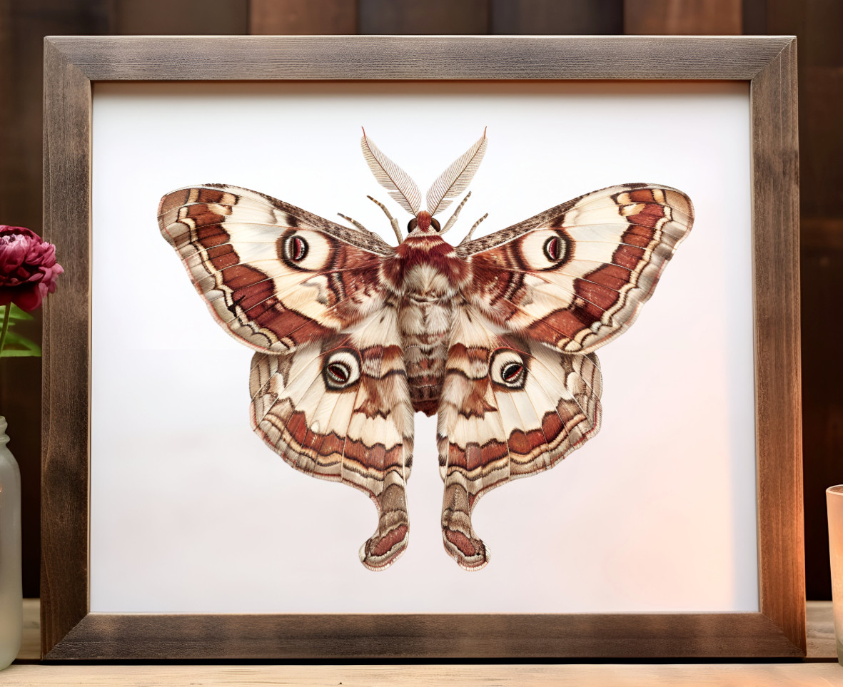 Moth Art Print, Moth Wall Art Decor Print, Botanical Wall Art, Nature Print
