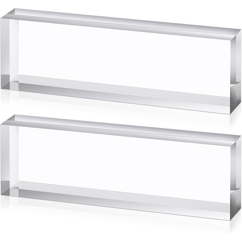Clear Acrylic Display Blocks Custom Projects Office Home Decor 4 Pieces New
