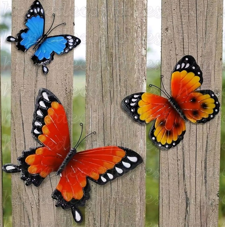 Butterfly Wall Art Hanging Metal Indoor Outdoor Home Art Decor Set of 3