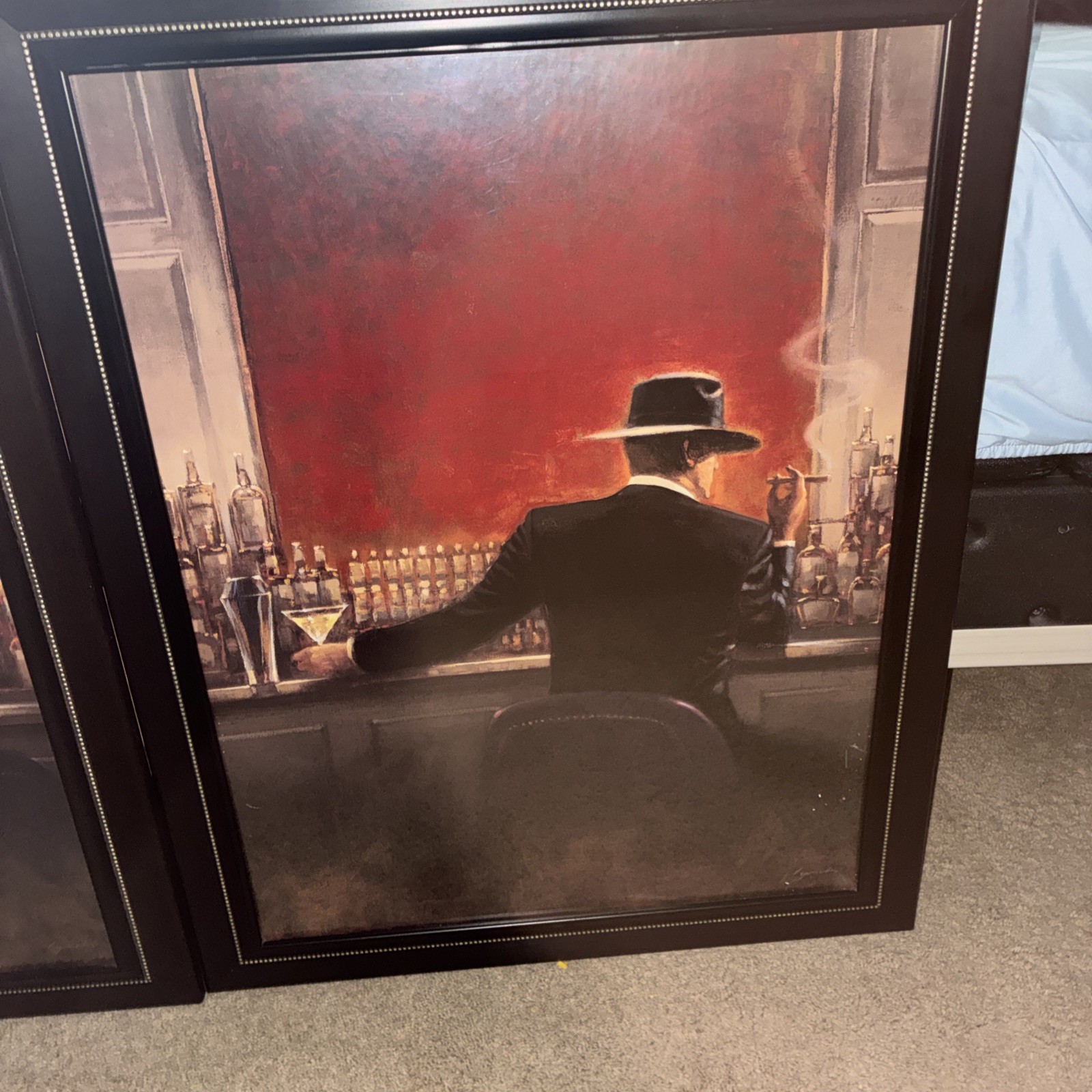 Iconic Brent Lynch “Evening Lounge” 36×28 Frames Black With Silver Beading