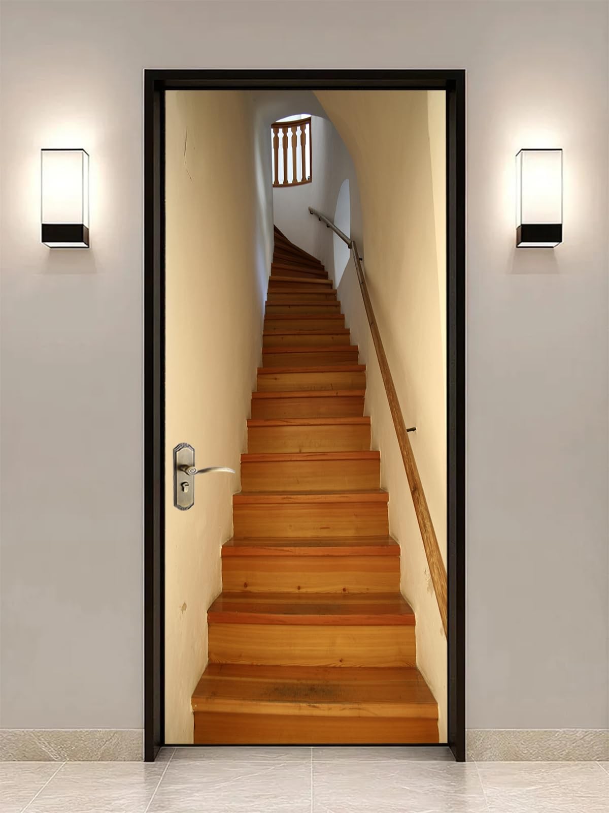 3D Door Sticker Peel and Stick 33.5&Prime;x84.6&Prime;–Adhesive Staircase Door Wallpaper…
