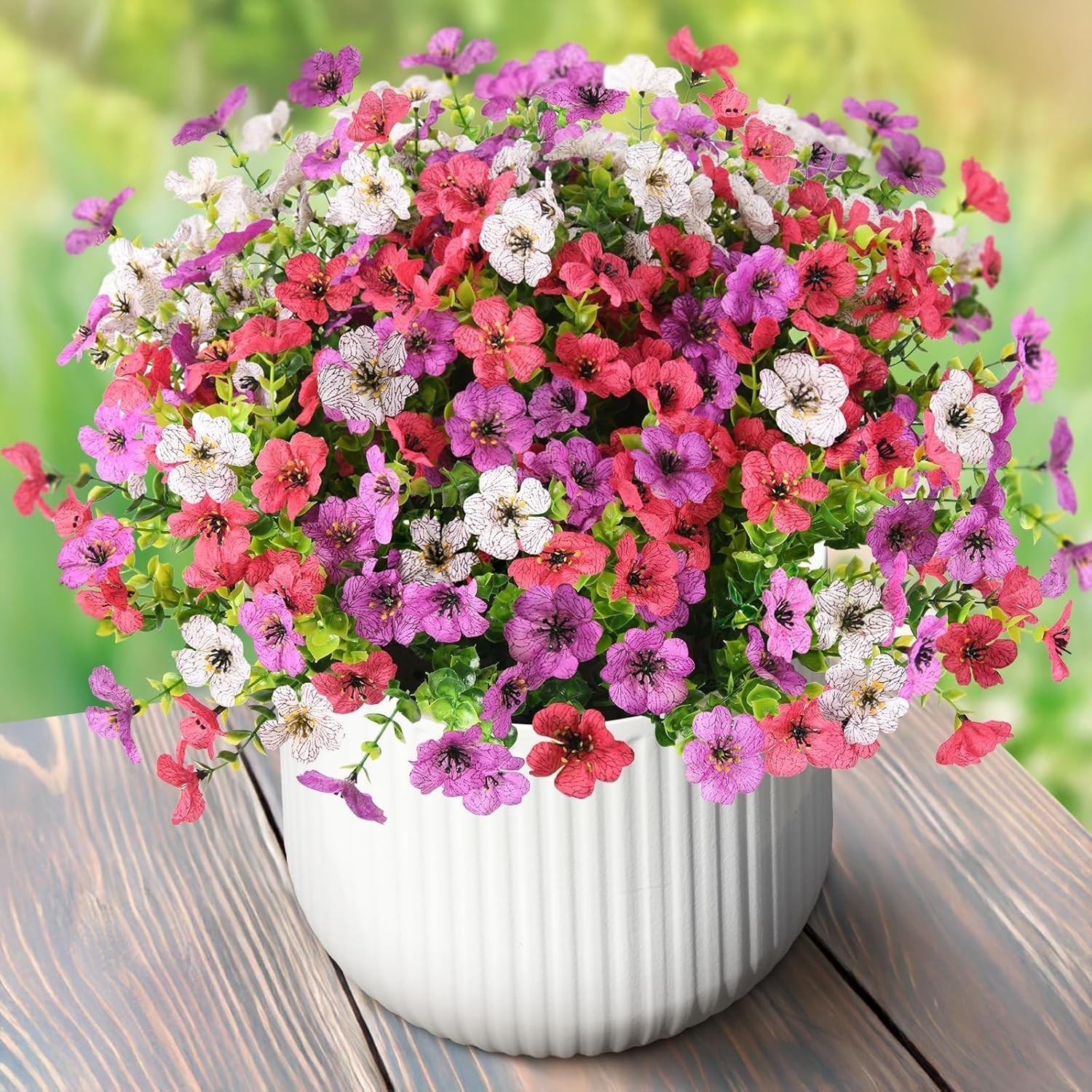 Artificial Flowers Outdoor Fake Plants 12 Bundles UV Resistant Colorful Daisy