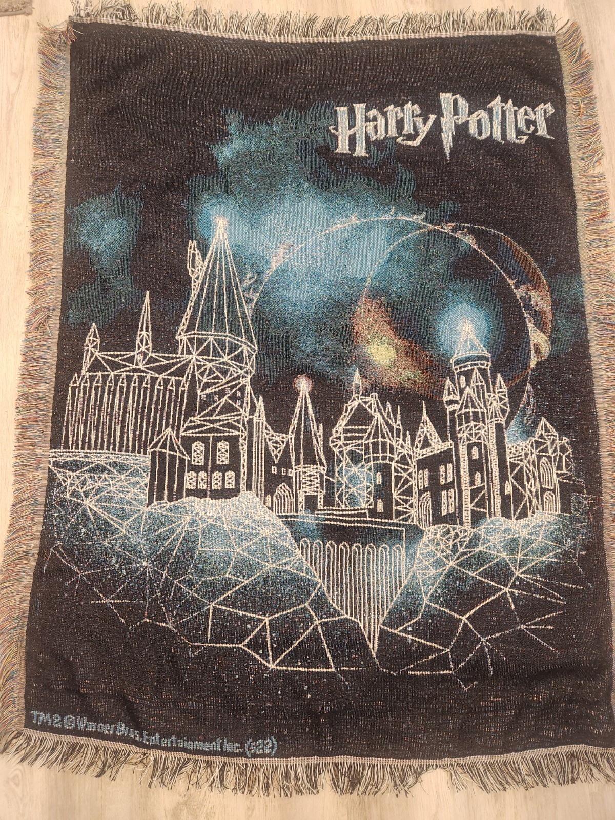 Tapestry Throw Blanket Harry Potter Hogwarts 58 x 44 Multi Colored Fringe Edges