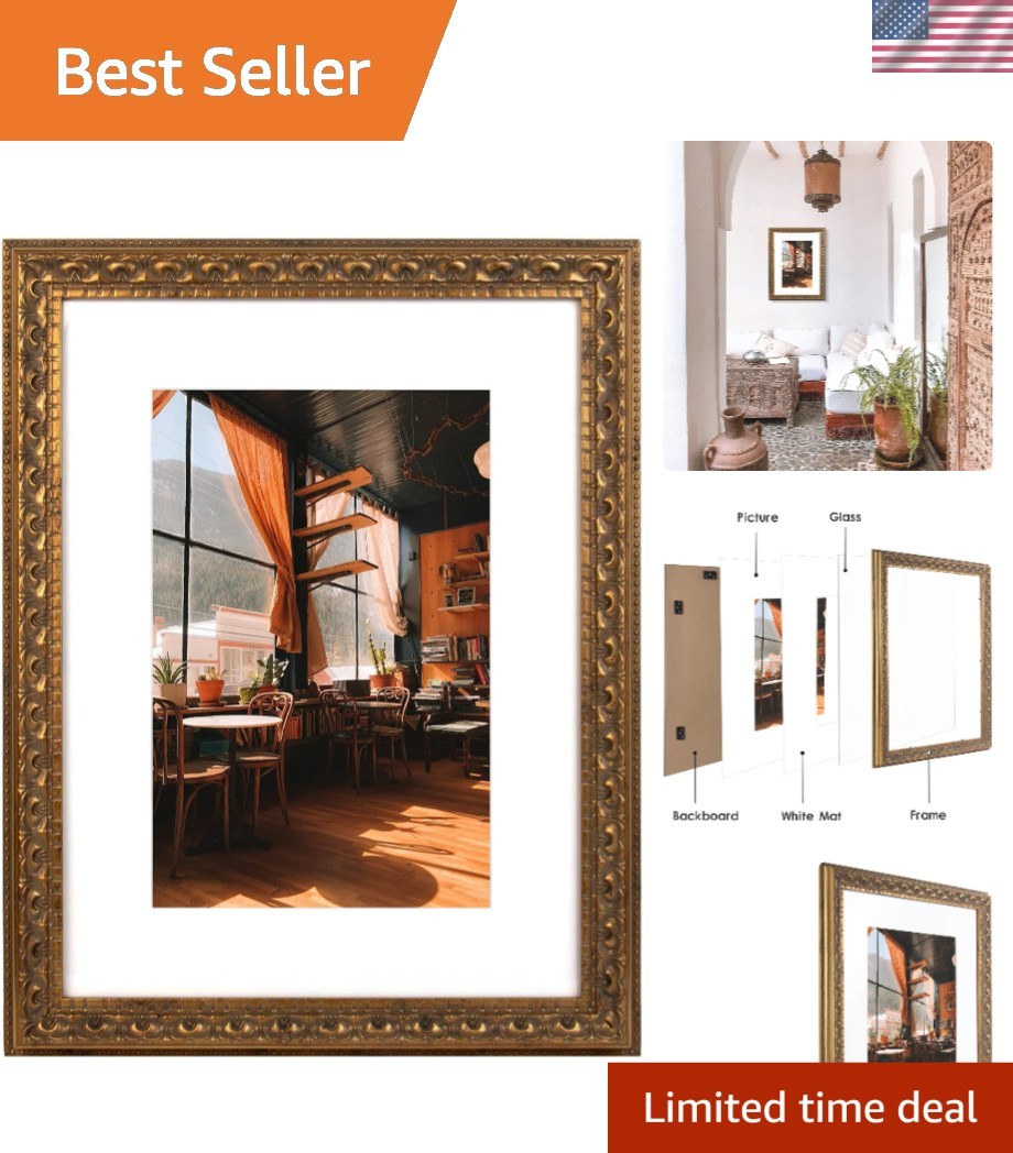 Stylish 12×16 Bronze Color Wall Frame with Bevel Cut Mat for 8×12 Portraits