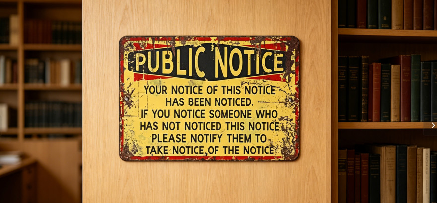 Novelty Funny Public Notice Sign Wall Decor for Bar Owner Farmer Home Office