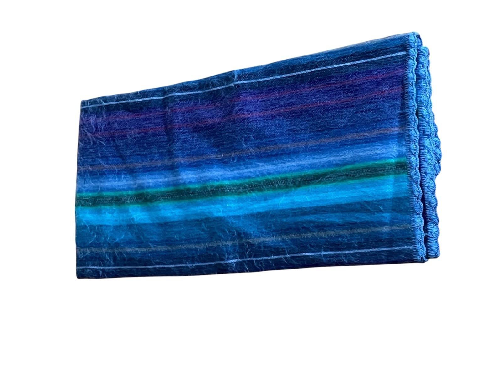 Amor a la Vida Alpaca Blend Throw Blanket Striped Blue Coastal NWOT 44×60