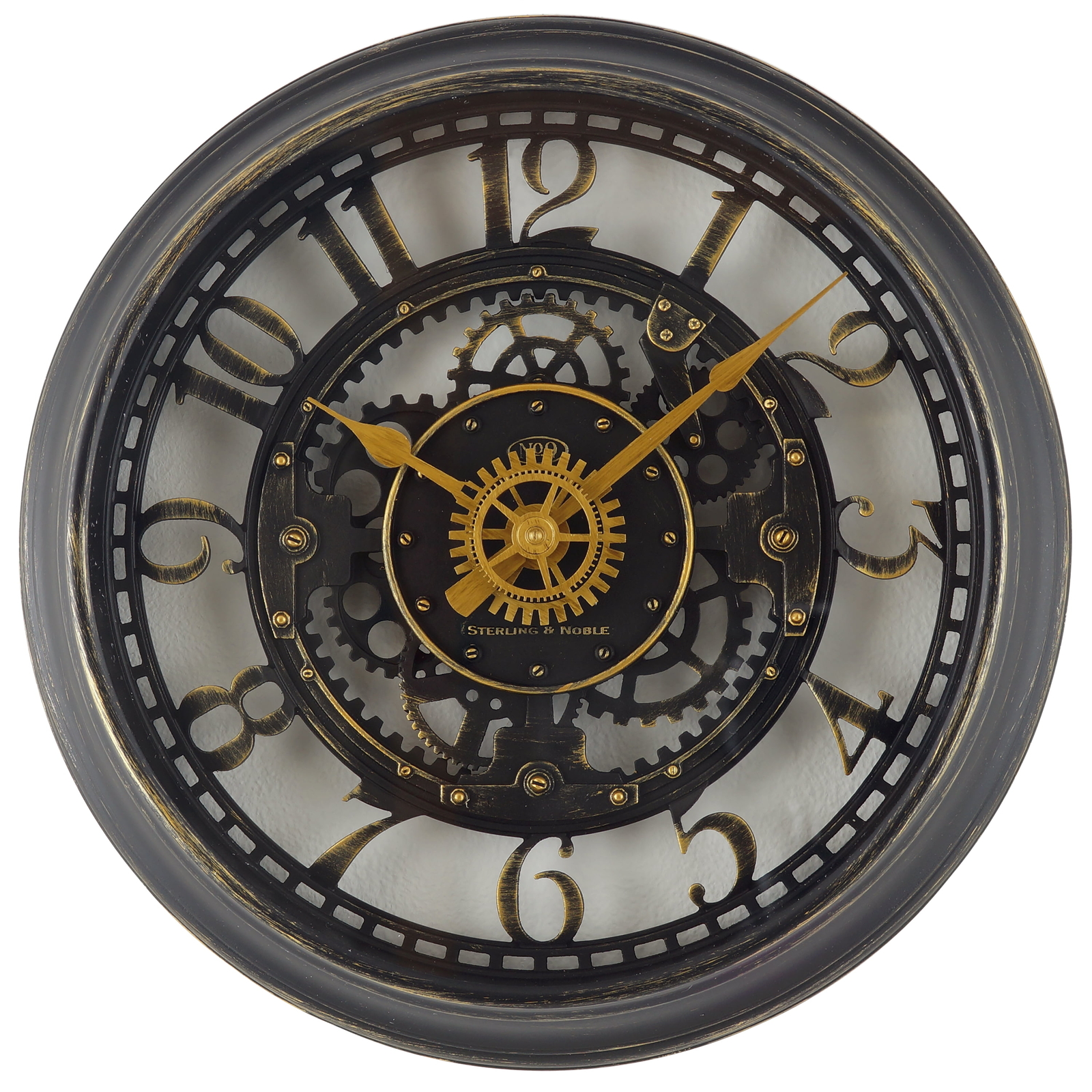 11.5&Prime; Oil Bronze Cutout Gear Industrial Analog Wall Clock with Arabic Numbers
