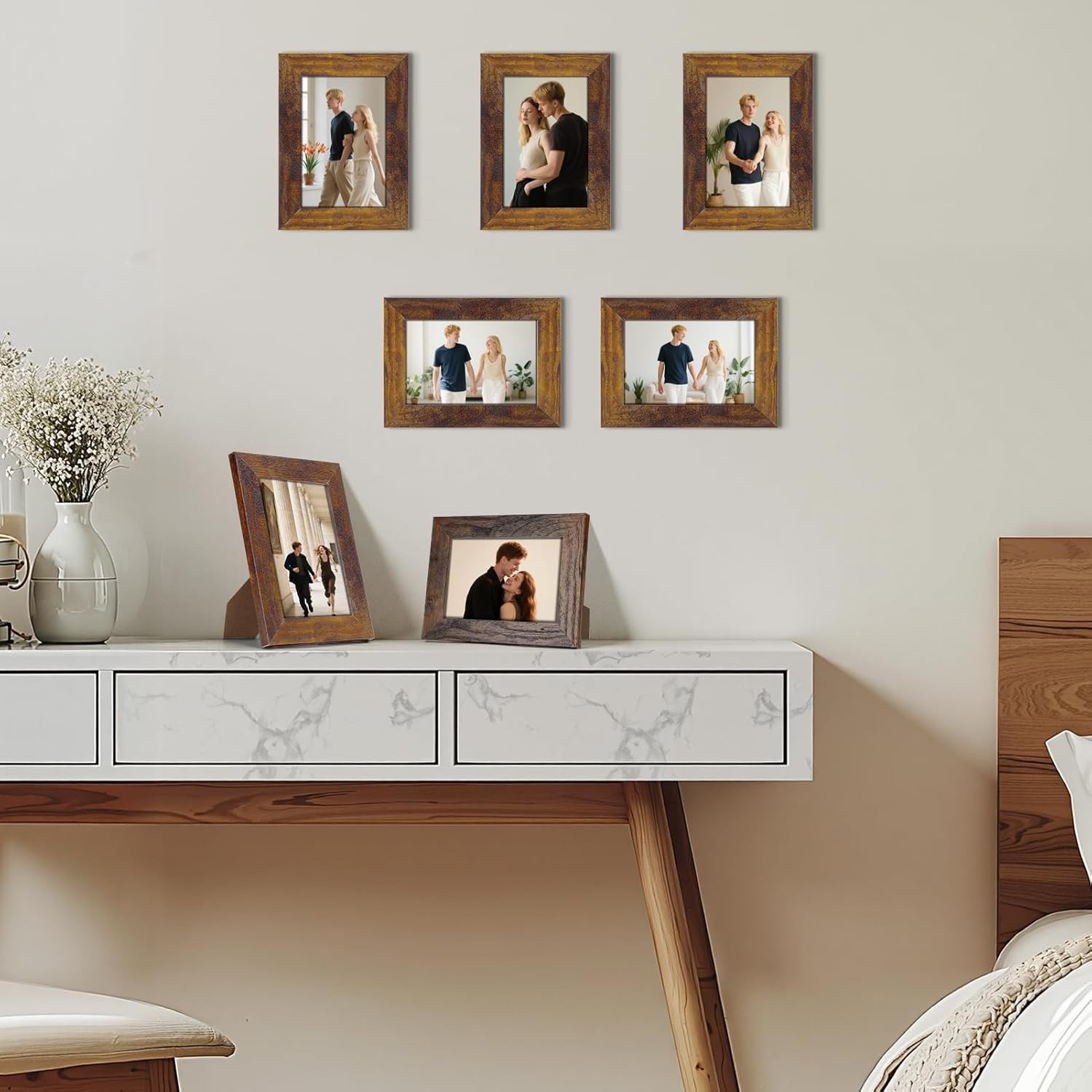 8×10 Picture Frame Rustic Brown Frames Fits 8 by 10 Inch Prints Wall