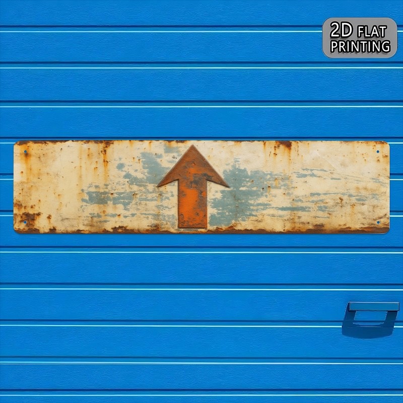 Vintage Rust Upward Orange Arrow Metal Sign Industrial Garage Wall Decoration