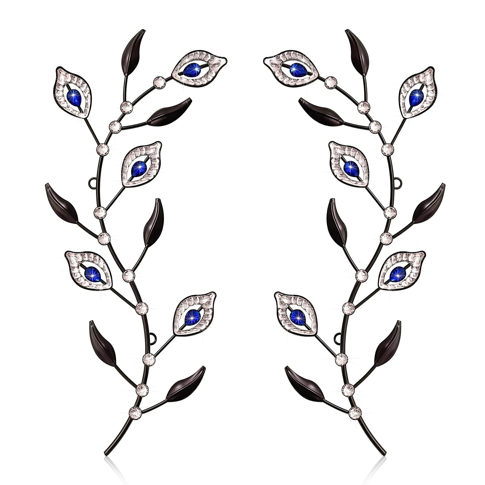 2 PCS Leaf Wall Art Decor Bling Rhinestones Branch Hanging Sculpture 16.5 Inch