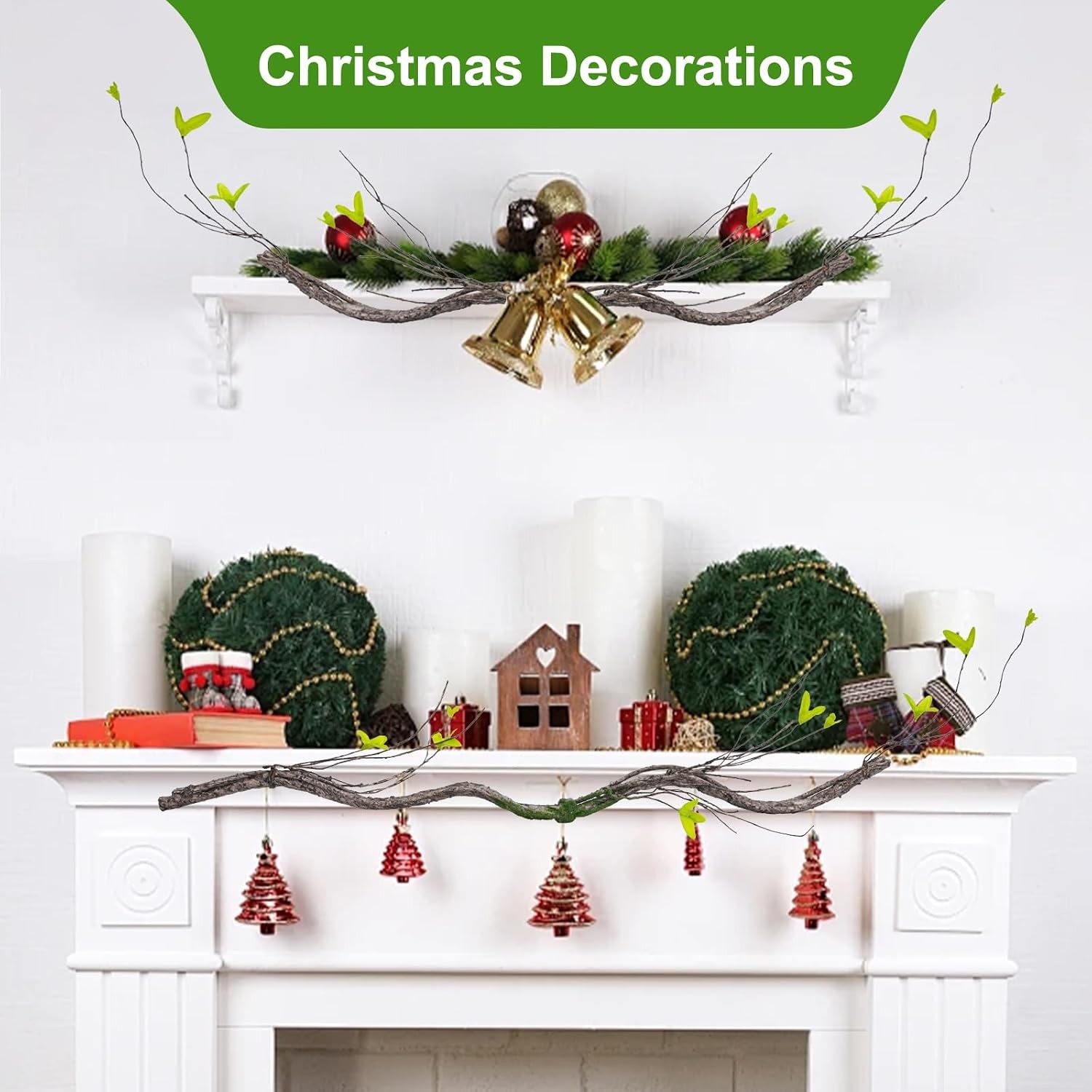 3Pcs 35in Artificial Tree Branches, Realistic Wall Hanging Bendable Tree Vines
