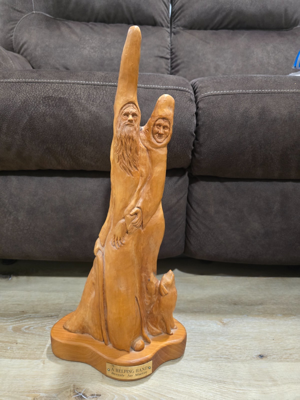 Hand Carved Cypress Knee Sculpture Helping Hand Beverly Jay Martin Folk Art
