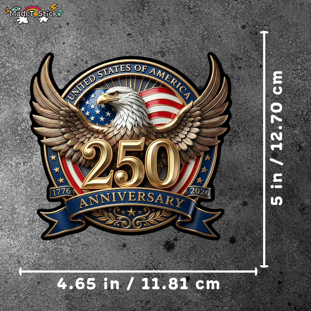 USA 250 Anniversary Bald Eagle Patriotic Vinyl Sticker Decal Car Window (3&Prime;x3&Prime;)