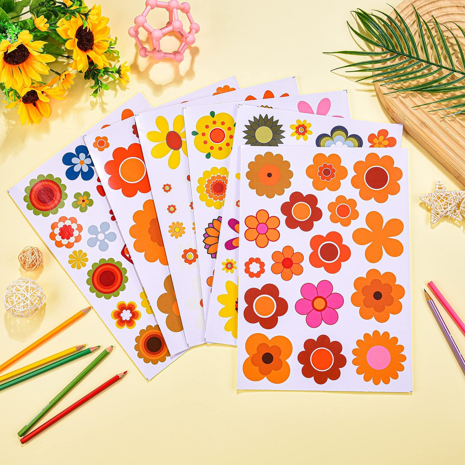 Daisy Stickers 135 Pcs Flower Car Decals 60&rsquo;s Hippie Stickers Daisy Vinyl Ret…