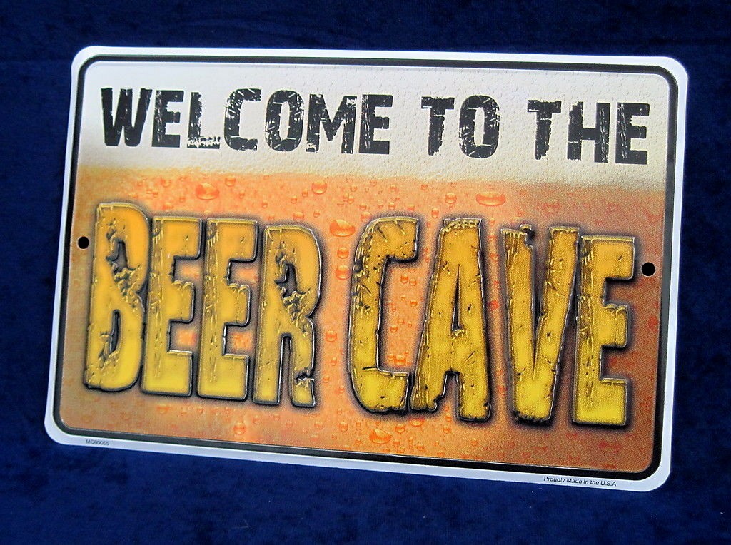BEER CAVE -*US MADE*- Embossed Sign – Man Cave Bar Game Pool Rec Room Wall Decor