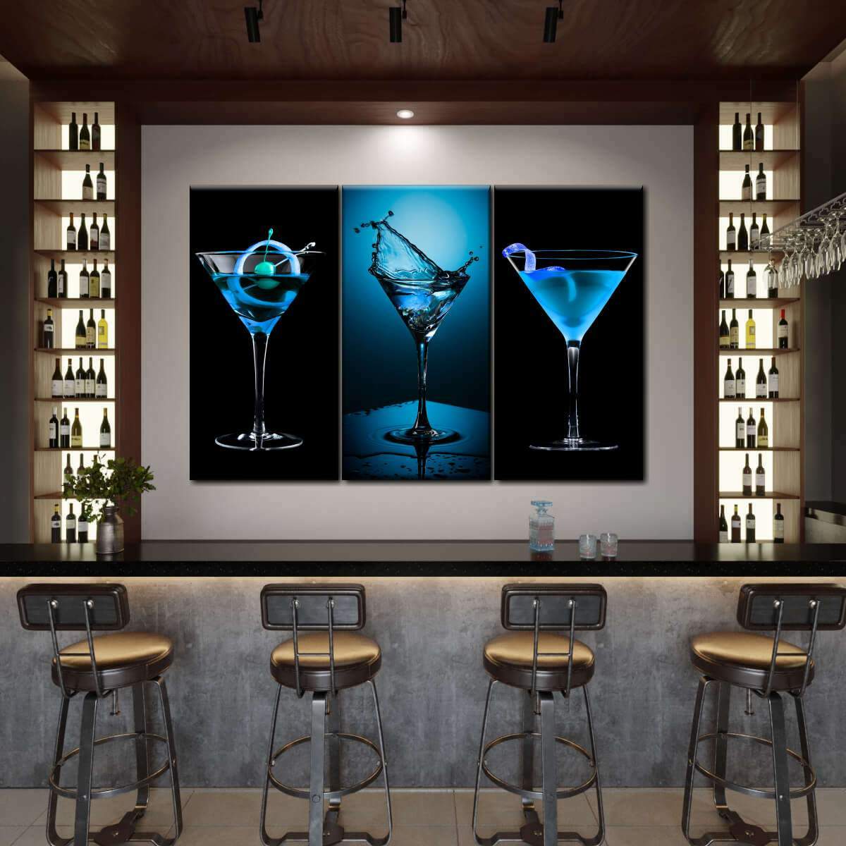 3 Piece Framed Canvas Multi Panel Art – Blue Bliss Modern Wall Decor
