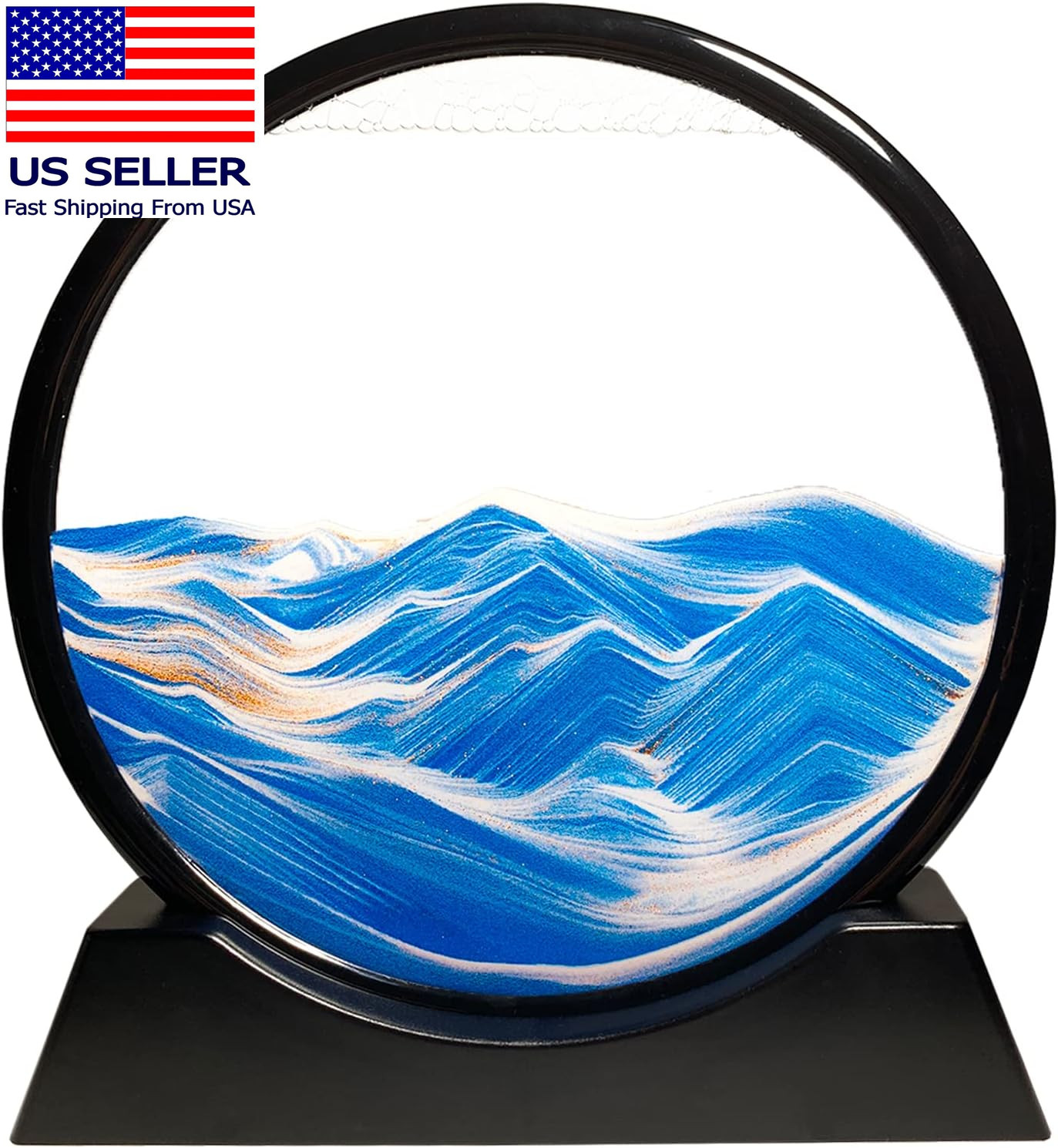 Moving Sand Art Picture Ocean Decor, 3D Deep Sea Sandscape Liquid Motion, round