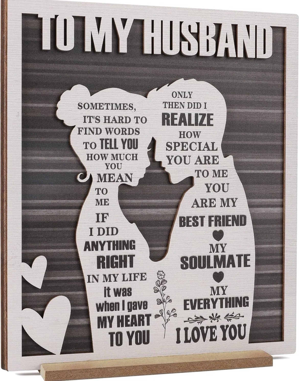 To My Husband Wood Plaque Romantic Holiday Love – 17cm x 20cm – With Stand
