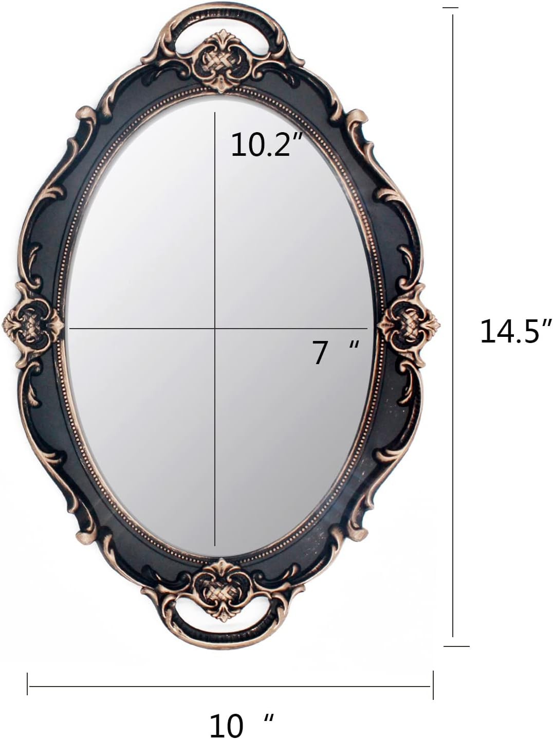 Vintage Mirror Small Wall Mirror Hanging Mirror 14.5 x 10 inchs Oval Brown