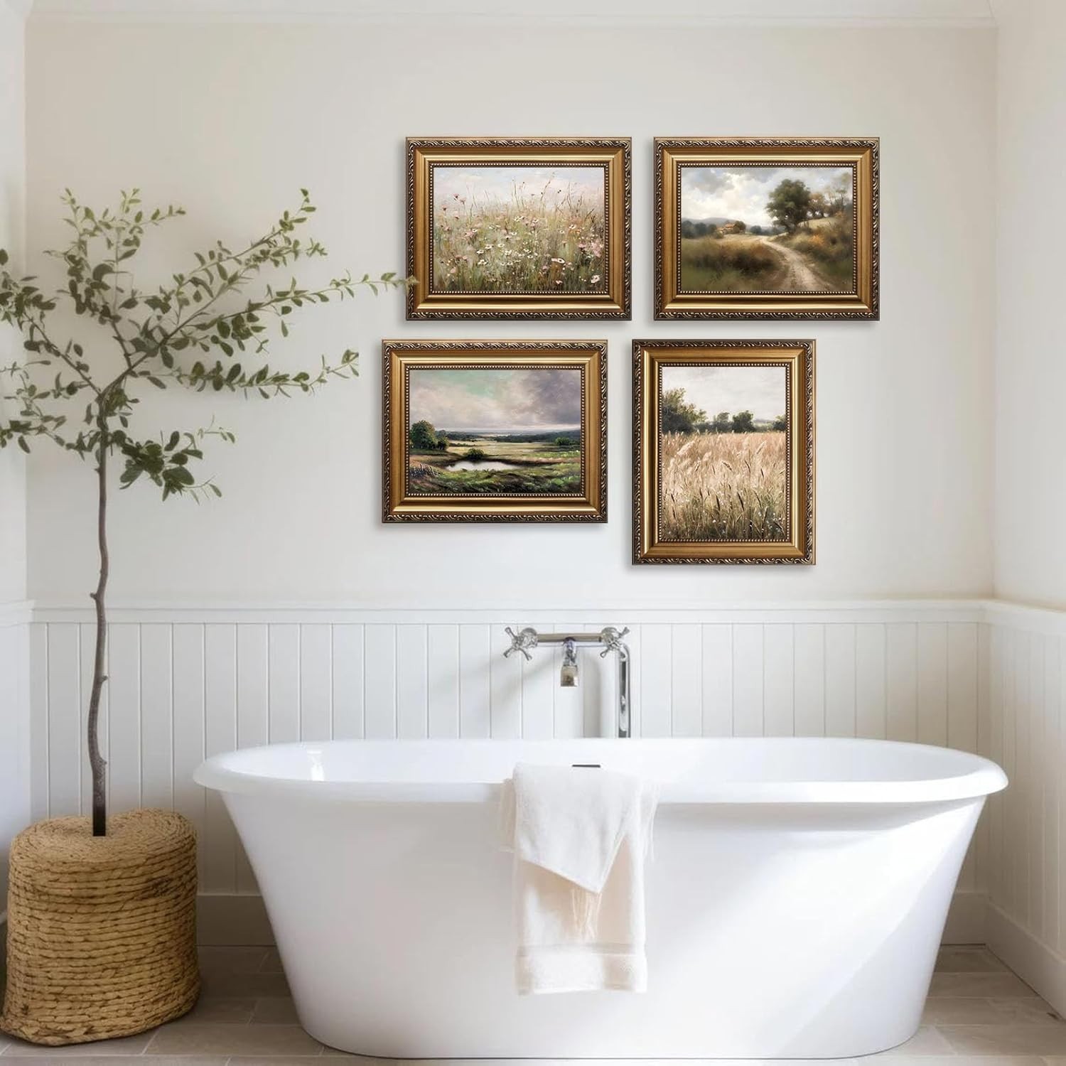 Framed Vintage Landscape Wall Art Print, Country Trails Canvas Decor 12×16