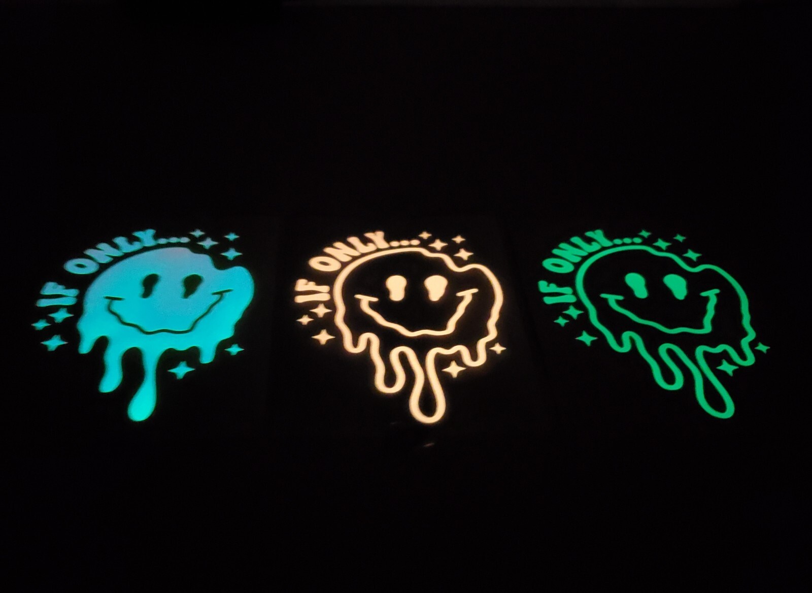 Glow In The Dark Vinyl Decals Medium Drippy Smiley Face Quotes Lit Studios New