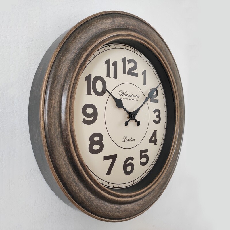 15 inch Analog Decorative Wall Clock Brushed Copper Living Room Kitchen Bedroom