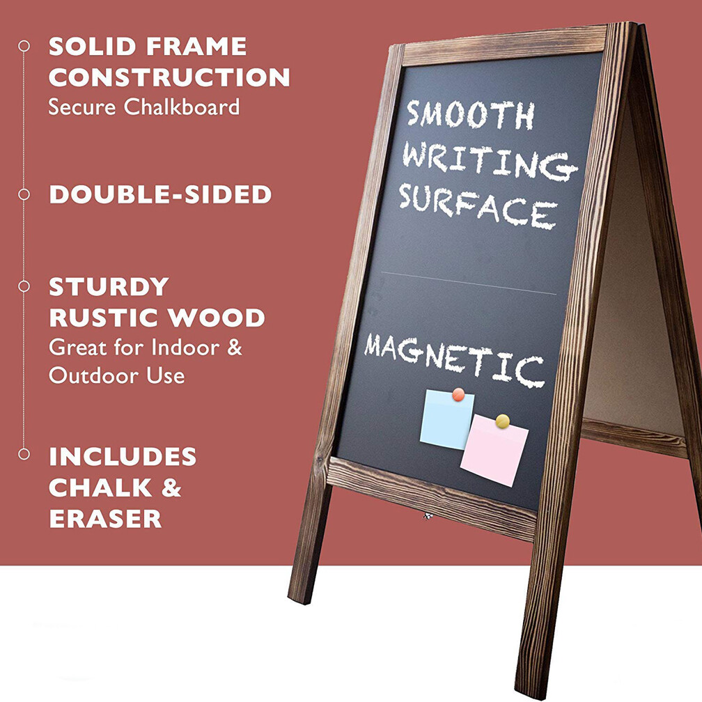 Large Outdoor Double Side Sidewalk Wooden A Frame Chalkboard Magnetic Sign Board