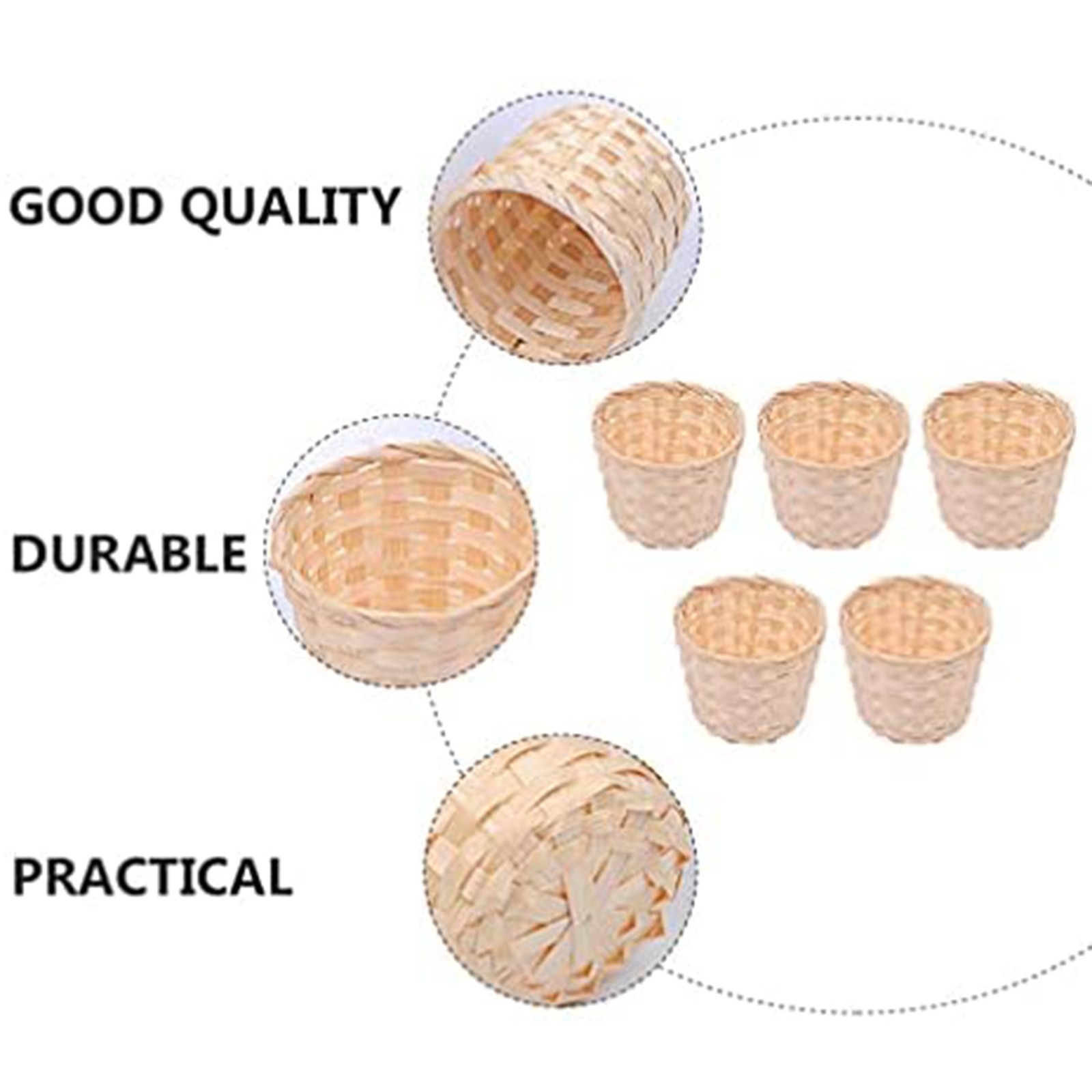 5PCS Woven Baskets Without Handles for Party Favors Crafts Decor Suitable5183