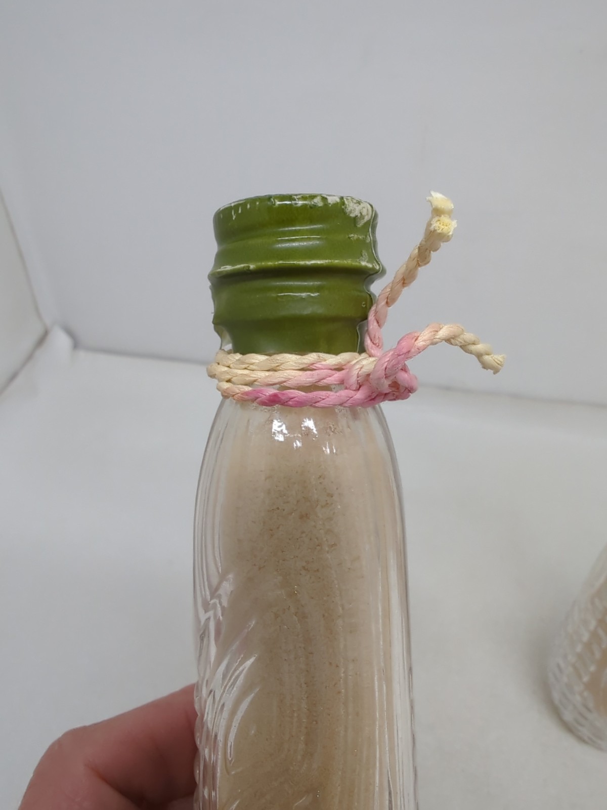 2 Clear Glass Ear Of Corn Shaped Bottle Embossed Texture 7.5” Tall Sealed