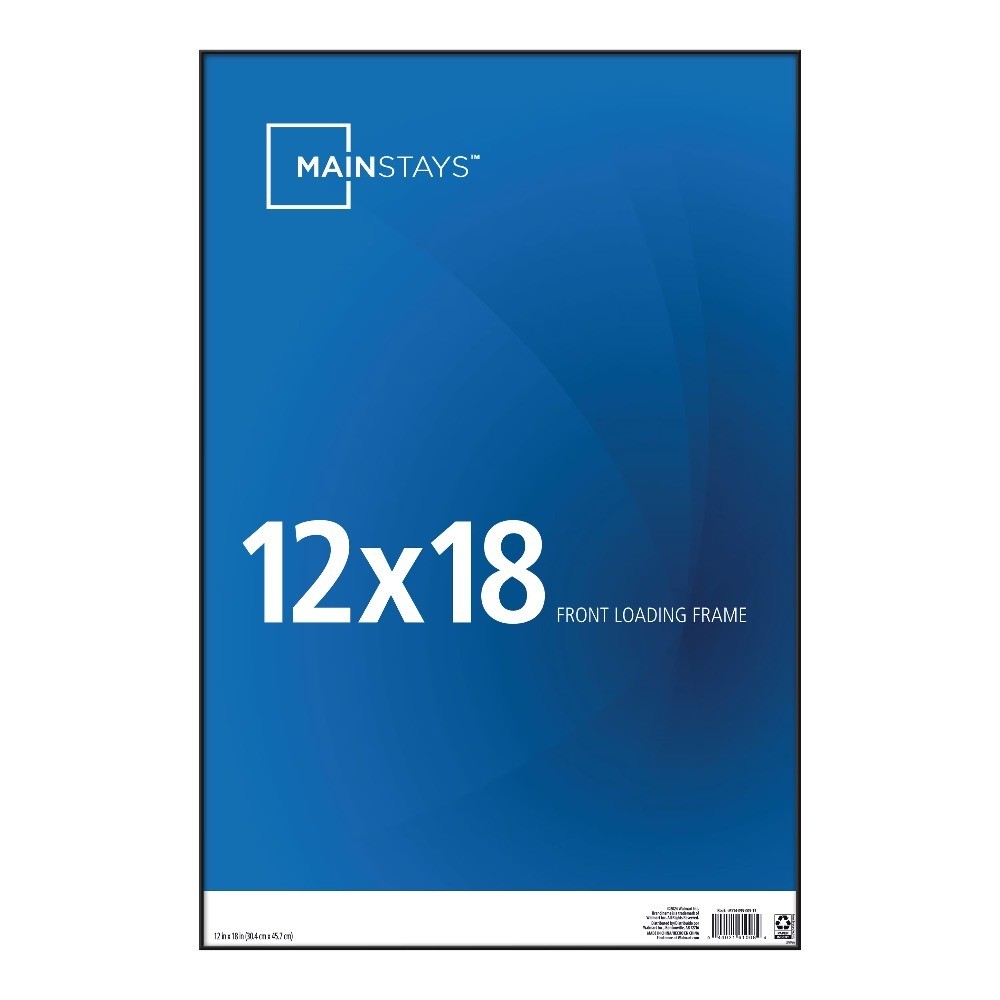 12×18 Black Front Loading Picture Frame for Wall or Tabletop Display