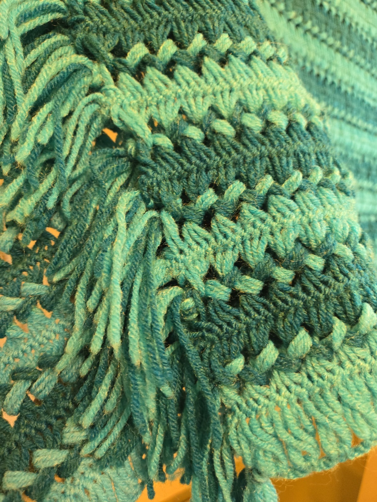 New Hand Made Crochet Blanket Turquoise/ Teal Approx 64×48