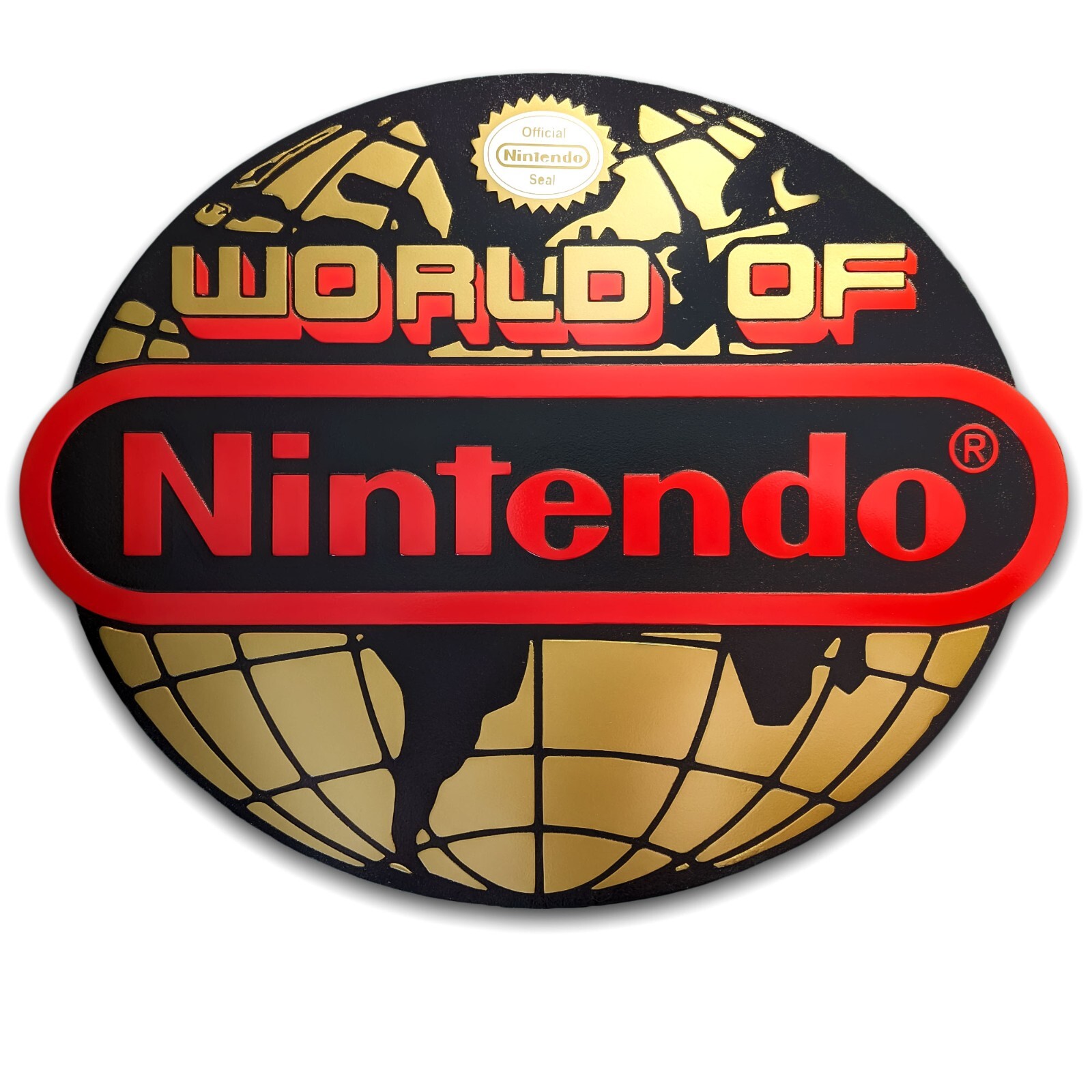 Large Engraved « World of Nintendo » Sign Wall Art Video Game Decor