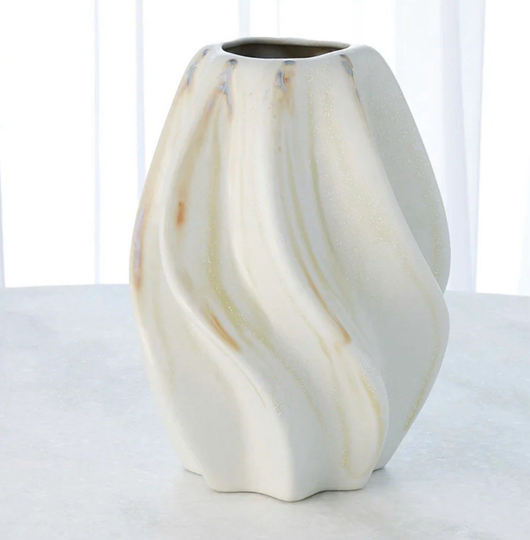 Global Views TWIST VASE-IVORY 9.75&Prime;H x 7.25&Prime;Dia.
