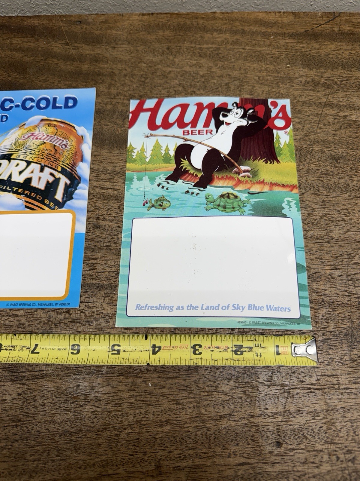 Vintage Decal /Vinyl Signs 5&Prime; X 7&Prime; Pabst Brewing Co. Hamm&rsquo;s Draft & Hamm&rsquo;s Bear