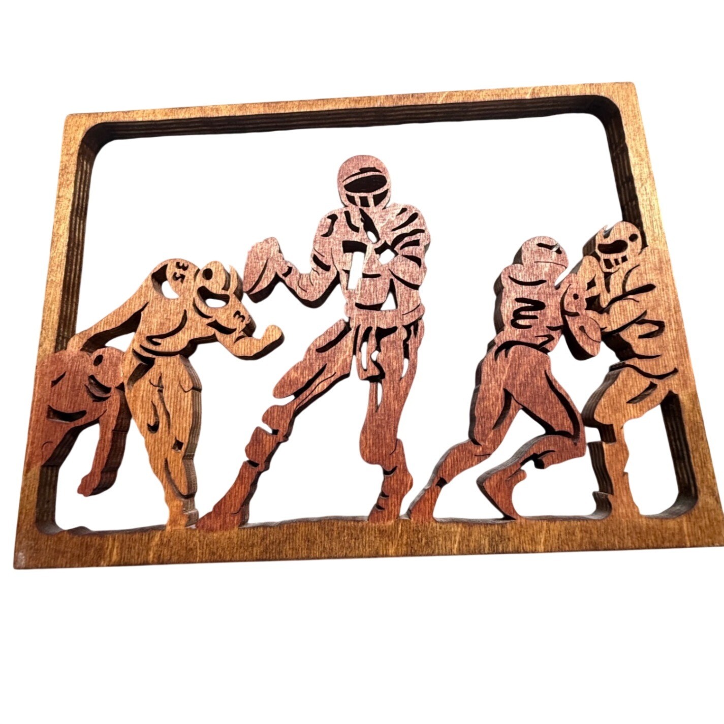 Handmade Laser Cut Football Players Wooden Wall Art Plaque Sports Decor 10×8