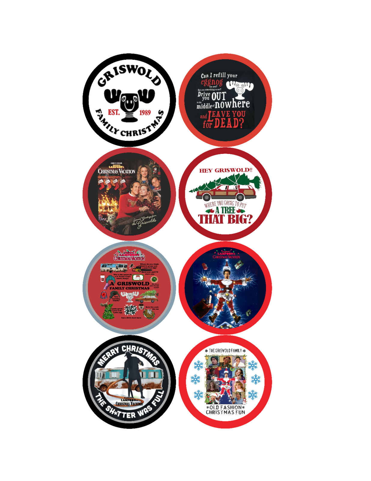 Christmas Vacation – (Decal Sheet) 8 – 2&Prime; Vinyl Decals – Car Laptop Decoration