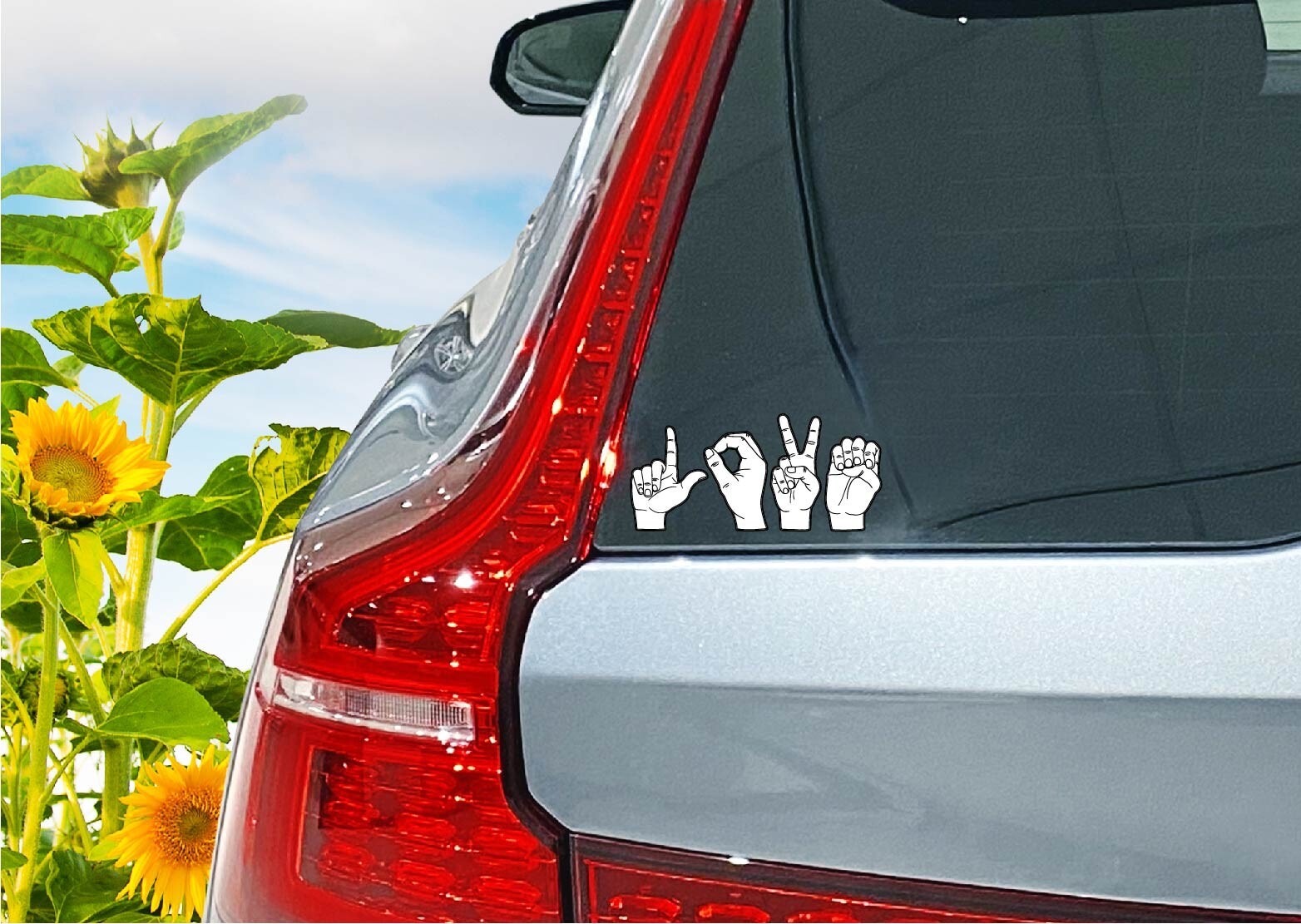 Love Sign Decal Sticker Printed Die Cut ASL Language Hands Couple Life Wedding