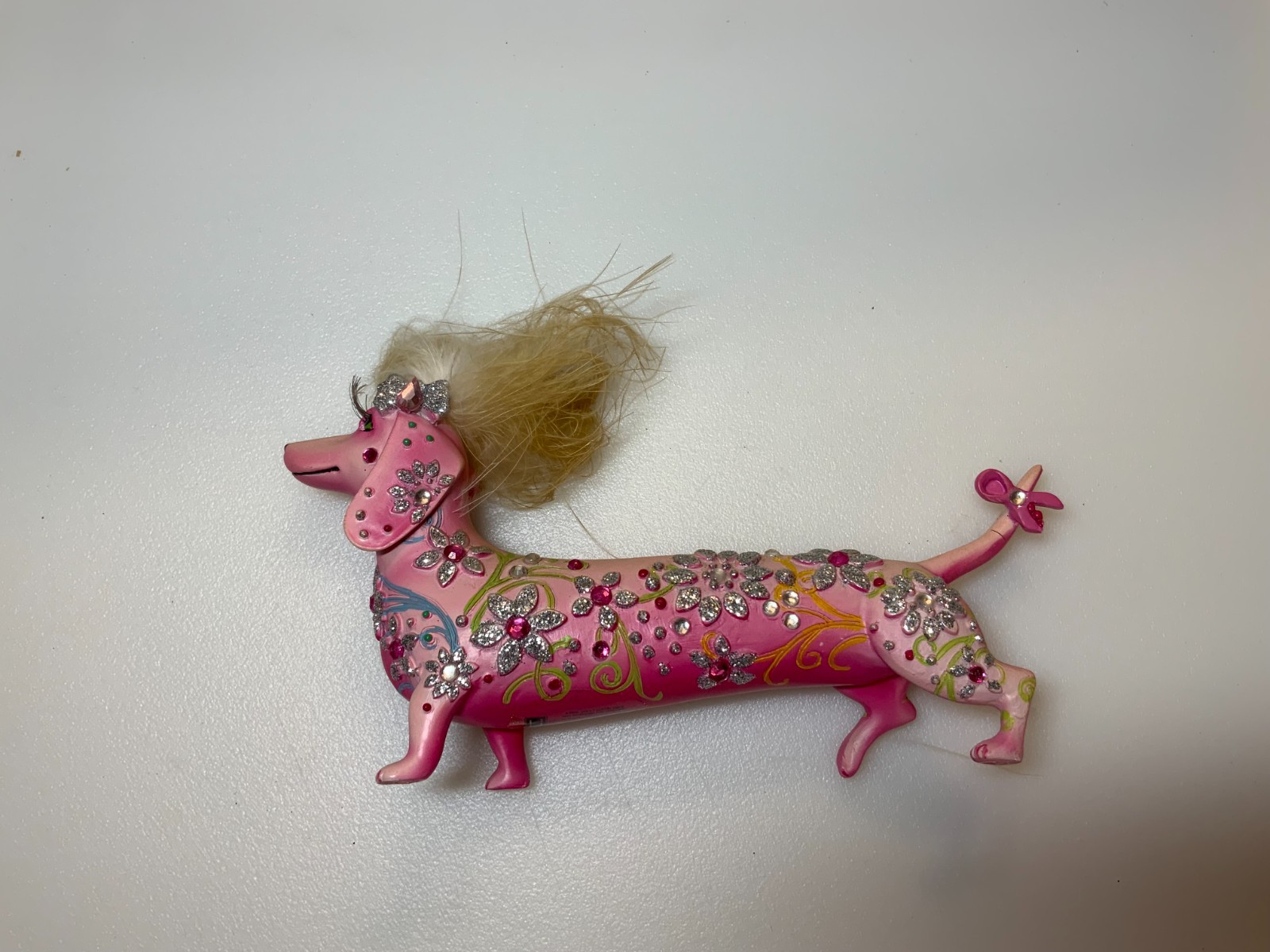 Dog Figure PINK BEDAZZLED WEINIE DOG