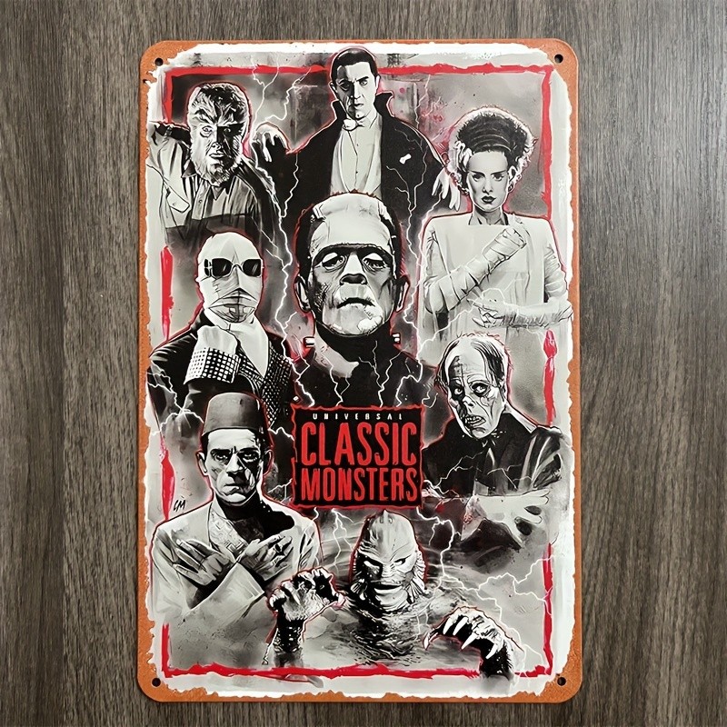 A Universal Classic Monster Movie Fun Tin Metal Signs Painting Card Vintage Wall