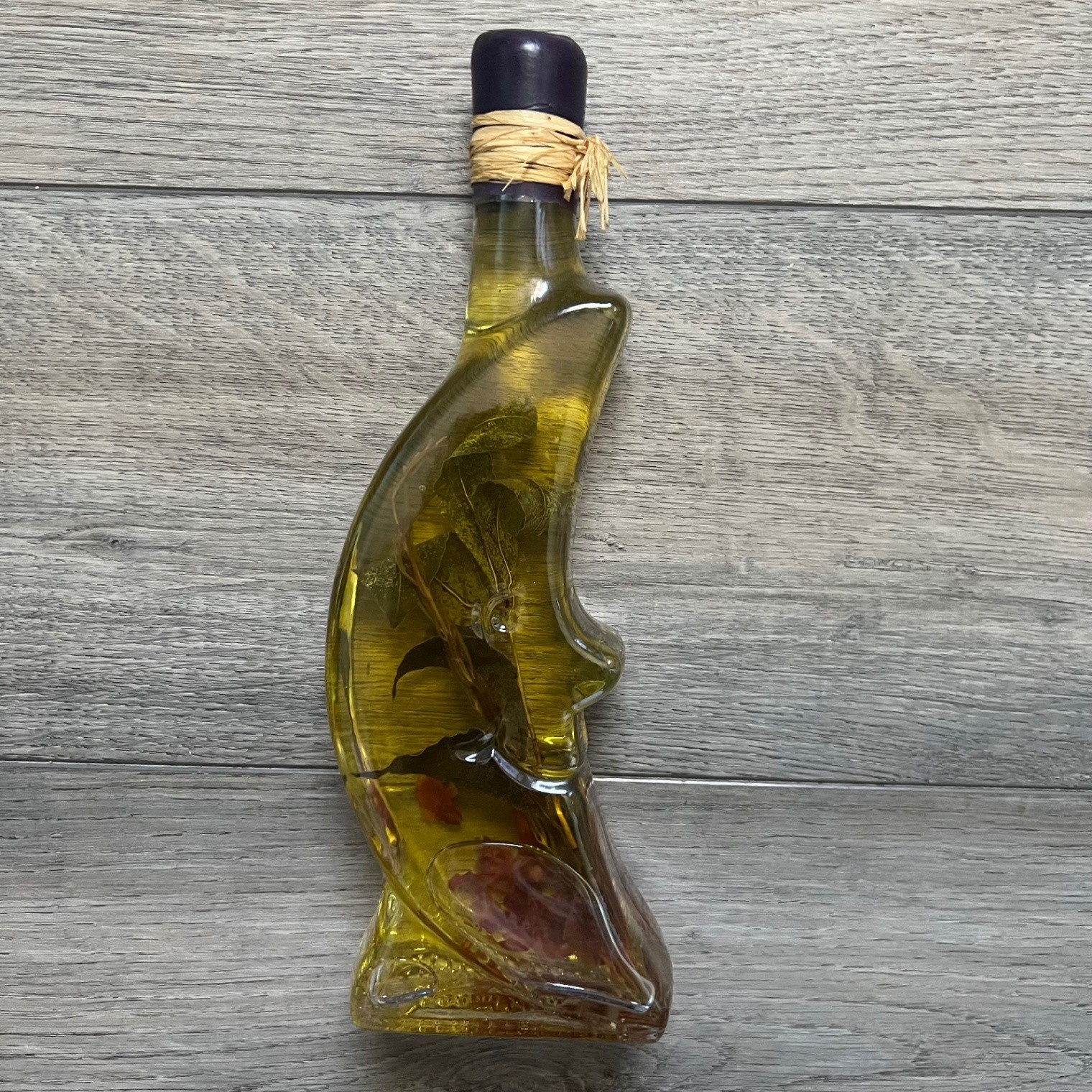 Vintage Crescent Moon Figural Glass Infused Oil Bottle Made in Italy Whimsy